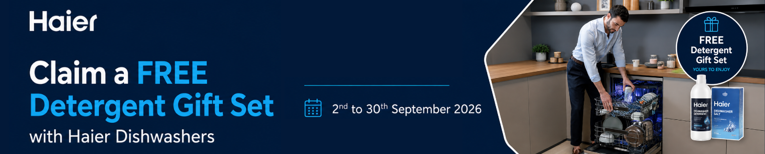 Claim a free detergent gift set Haier dishwasher 