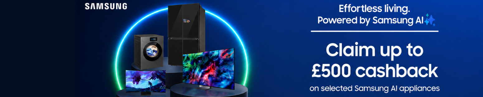 Claim up to £600 cashback on selected Samsung AI Products