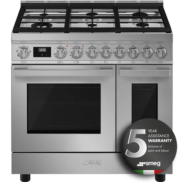 Smeg Cpf92gmx 90Cm Portofino Dual Fuel Range Cooker