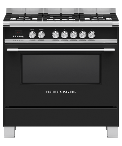 Fisher & Paykel Black Or90scg4b1 90Cm Dual Fuel 5 Burner Range Cooker