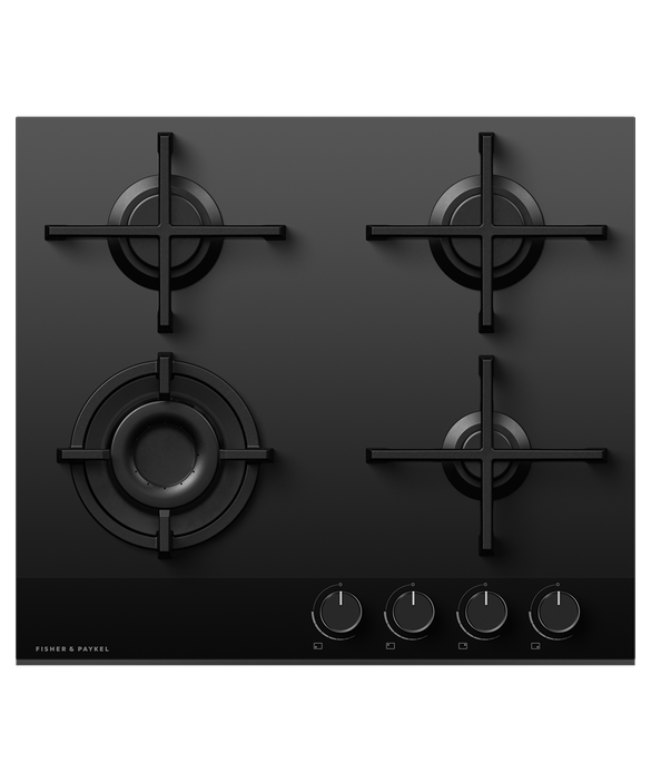 Fisher & Paykel CG604DNGGB4 4 Burner Gas Hob in Black with Wok Burner and Flame Failure Safety, 600mm Wide - Image 5