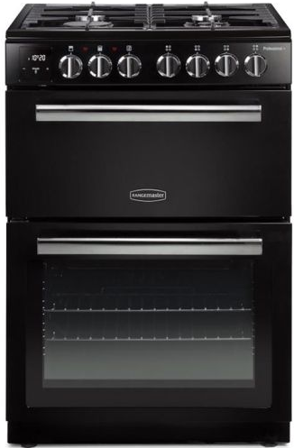 Rangemaster Black Propl60dffbl/C Professional Plus 60Cm Dual Fuel Cooker In And Chrome
