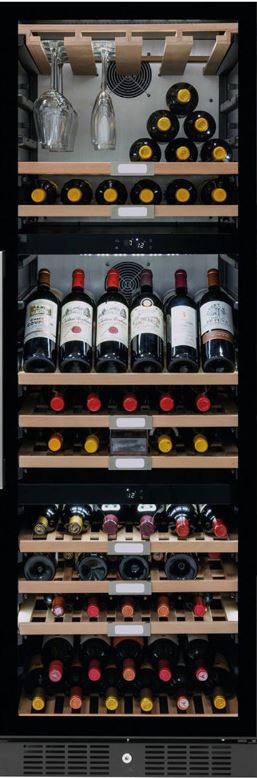 Caple Black/Bordeaux/Red Wf1553 Sense Tall Freestanding Triple Zone Wine Cabinet