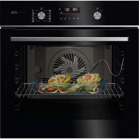 Aeg Black Ga5cb50fab 59.5Cm Built In Electric Single Oven - Gloss With Steel Trim