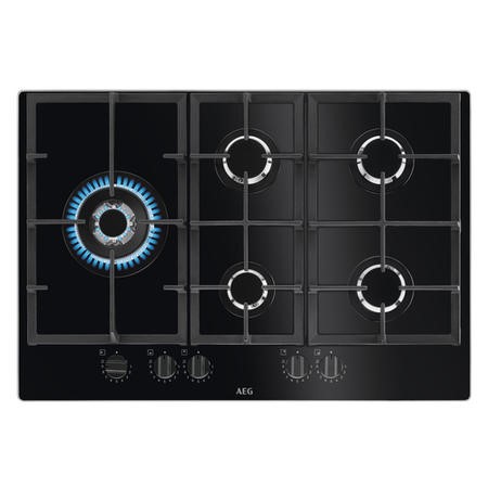 Aeg Black Hkb75820nb 75Cm 5 Burner Built In Gas Hob