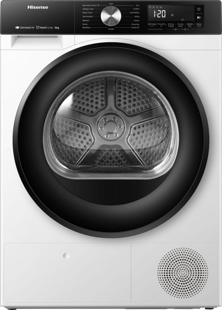 Hisense White Dh3s802bw3 8Kg Heat Pump Freestanding Tumble Dryer