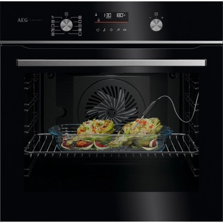 Aeg Black Ga5pb50fab 59.5Cm Built In Electric Single Oven - Gloss With Steel Trim