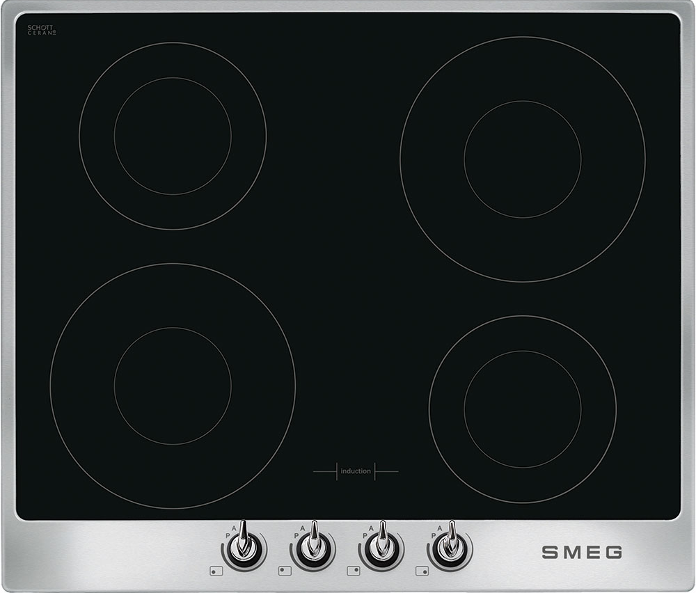 Smeg Black Hob Stainless Steel Si964xm