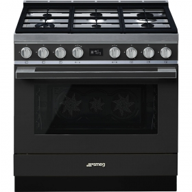 Smeg Anthracite Cpf9gpan Portofino Dual Fuel Cooker With Gas Hob