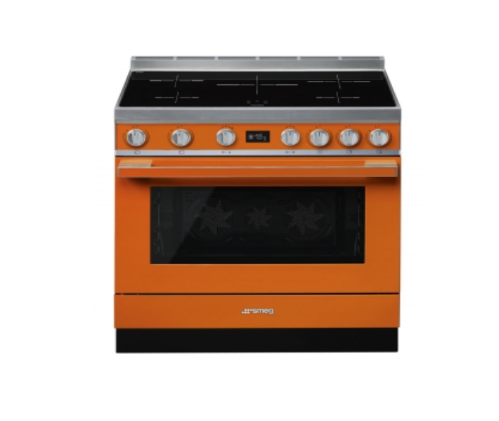 Smeg Orange Cpf9ipor Portofino Full Electric Cooker With Induction Hob