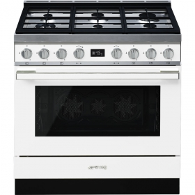 Smeg White Cpf9gpwh Portofino Dual Fuel Cooker With Gas Hob