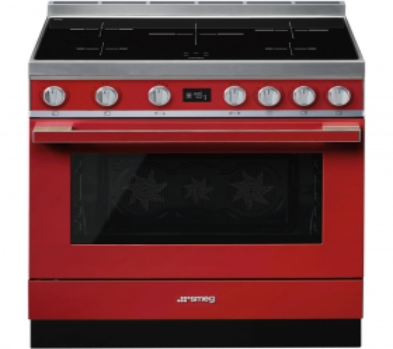 Smeg Red Cpf9ipr Portofino Full Electric Cooker With Induction Hob