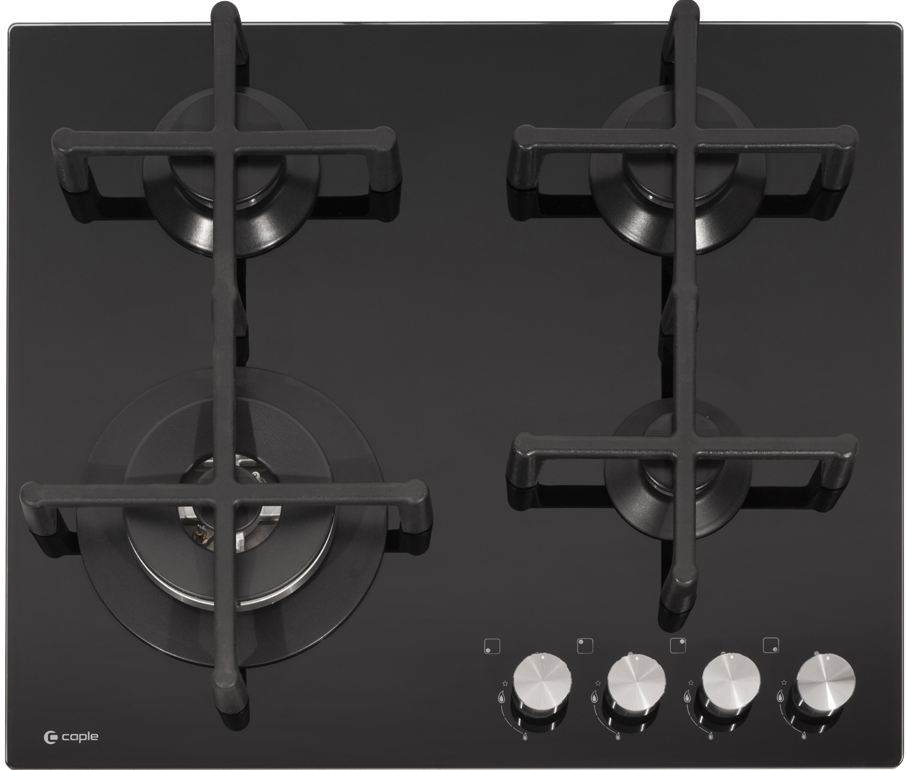 Caple Black C7561g 59Cm Gas On Glass Hob 4 Burner