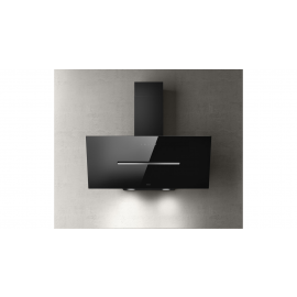 Elica SHY-BLK-90 90 cm Angled Chimney Cooker Hood - Black Glass - For Ducted/Recirculating Ventilation