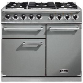 Falcon 1000 Deluxe Dual Fuel Range Cooker Stainless Steel And Chrome Matt Pan Supports F1000DXDFSS/CM