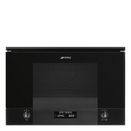 Smeg MP122B3 Linea 22 Litre Built In Microwave with Grill in Black Glass
