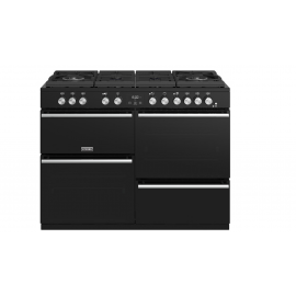 Stoves Precision Deluxe S1100DF GTG 444411503 Gas-Through-Glass Hob, Conventional Oven & Grill 110cm Black Range Cooker