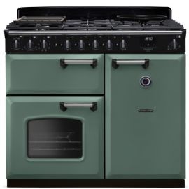 Rangemaster CLDL100DFPMGR/CM1 100cm Dual Fuel Range Cooker Classic Deluxe Mineral Green / Chrome, A Rated