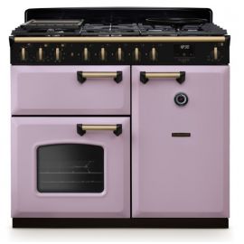Rangemaster CLDL100DFPHTH/AB1 100cm Dual Fuel Range Cooker Classic Deluxe Heather / Antique Brass, A Rated