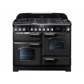 Rangemaster CDL110DFFCB/C Classic Deluxe 110cm Dual Fuel Range Cooker in Charcoal Black and Chrome