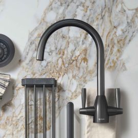 Caple AVE21/BS Monobloc Kitchen Tap 332mm Spout Reach - Black Steel