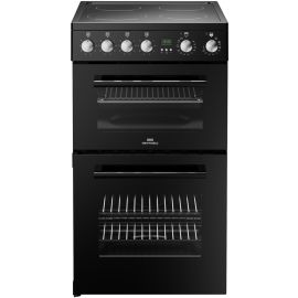 New World NW FDO 50E BLK Freestanding Cooker 70L Double Oven 4 Zone Ceramic Hob - Black