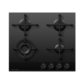 Fisher & Paykel CG604DNGGB4 60cm 4 Burner Gas Hob - Black Glass
