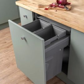 Caple SB6006202 Side Mounted 74L Duo Pull Out Bin - Grey