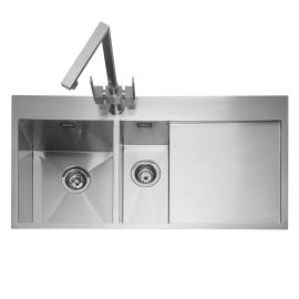 Caple CU150 1.2mm Satin Stainless Steel Inset Sink with Drainer Right Handed - Stainless Steel