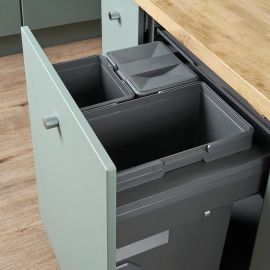 Caple SB6006203 Side Mounted 69L Triple Kitchen Waste Bin - Grey