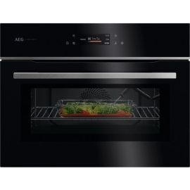 AEG GK7NK62FB 59.5cm Compact Combi Microwave Oven - Gloss Black with Steel Trim