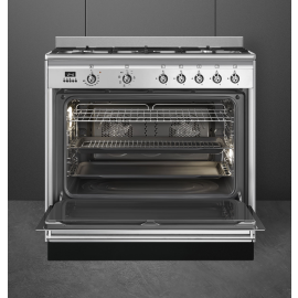 Smeg Classic Concert 90cm Range Cooker with Gas Top Stainless Steel SUK91MFX9