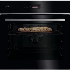 AEG GX7PB63FSB 59.6cm Built In Electric Single Oven with PizzaExpert - Gloss Black with Steel Trim