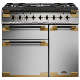 Rangemaster ELS90DFFSS/BE Elise Luxe 90 Dual Fuel Stainless Steel with Antique Brass trim