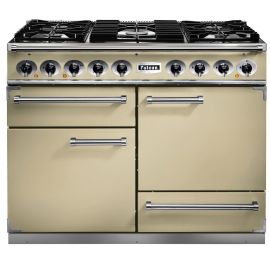 Falcon 1092 Deluxe Dual Fuel Range Cooker Cream And Chrome Matt Pan Supports F1092DXDFCR/CM