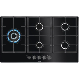 AEG HKB95820NB 6000 Gas on Glass 90cm 5 Burner Black Hob