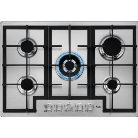 AEG HGB75400SM 6000 Series 75cm 5 Burner Slimline Gas Hob in Stainless Steel