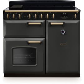 Rangemaster CLDL100EIPSLT/AB1 100cm Induction Range Cooker Classic Deluxe Slate / Antique Brass, A Rated