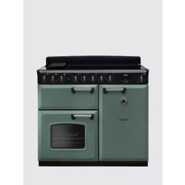 Rangemaster Classic Deluxe CLDL100EIPMGR/CM1 100cm Electric Range Cooker with Induction Hob, Mineral Green/Chrome