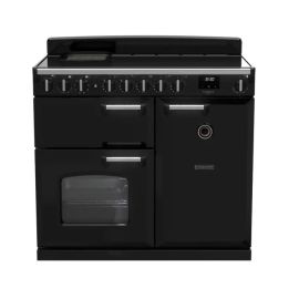 Rangemaster Classic Deluxe CLDL100EIPGBL/CM1 100cm Electric Range Cooker with Induction Hob - Black / Chrome - A/A Rated