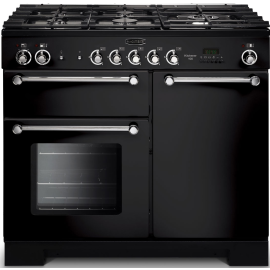 Rangemaster Kitchener 100 Dual Fuel Black And Chrome KCH100DFFBL/C