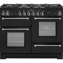 Rangemaster KCH110DFFBLC Kitchener 110cm Dual Fuel Range Cooker, Black/Chrome