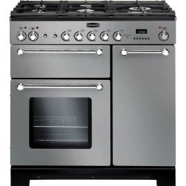 Rangemaster Kitchener 90 Dual Fuel Stainless Steel And Chrome KCH90DFFSS/C