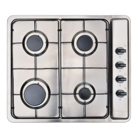 Montpellier MGB60X 58cm Stainless Steel 4 Burner Gas Hob With Enamel Pan Supports