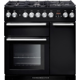 Rangemaster Nexus 90 Dual Fuel Black And Chrome NEX90DFFBL/C
