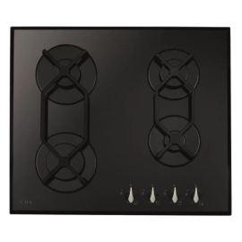 CDA HVG621BL 60cm 4 Burner Gas on Glass Hob Front Control - Black