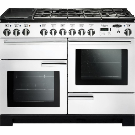 Rangemaster Professional Deluxe 110 Dual Fuel White And Chrome PDL110DFFWH/C