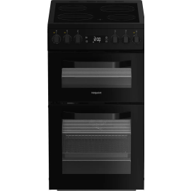Hotpoint HDE5VDCB Ceramic Electric Cooker with Double Oven, Black