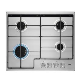 AEG HGX6400SM 59cm 4 Burner Gas Hob, Stainless Steel