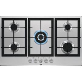 AEG 3000 Series HGX95320SM 86cm Wide 5 Burner Gas Hob - Stainless Steel